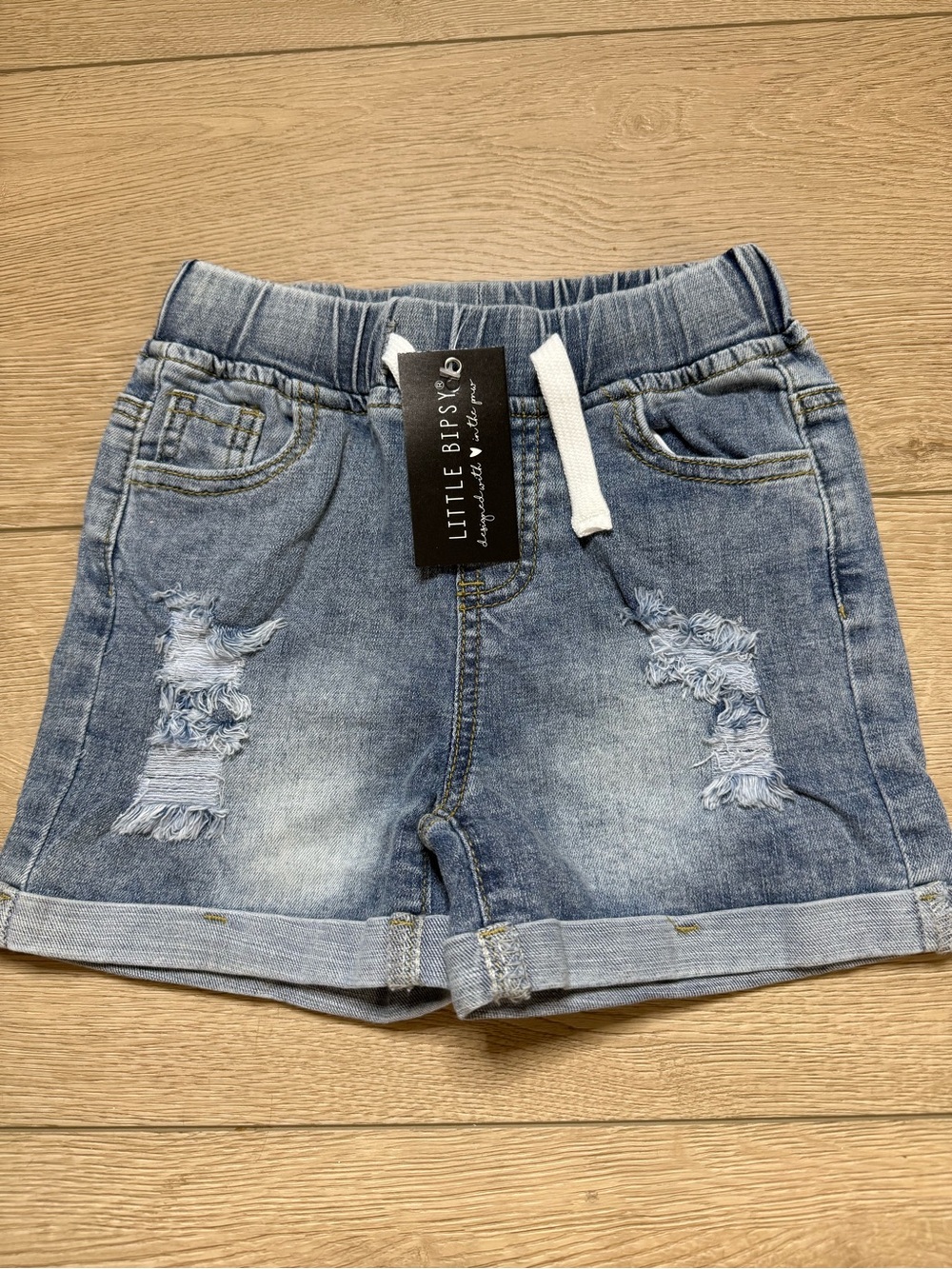 Little Bipsy Light Blue Distressed Roll-Cuff Denim Shorts